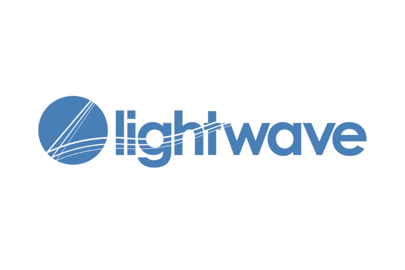 The word LIghtwave in a logo with a circle icon