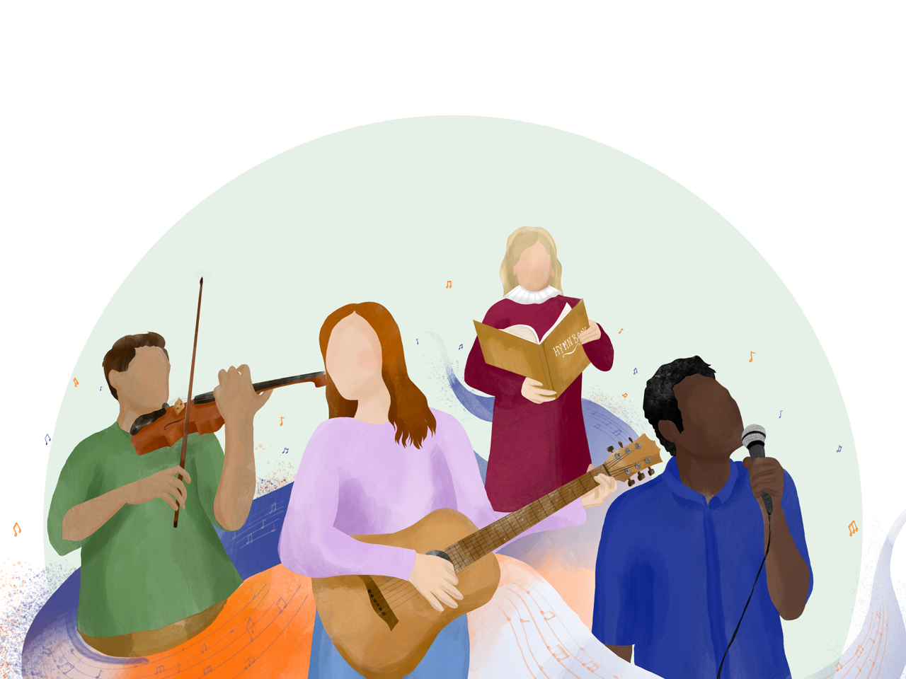 Illustration of a groups of musicians