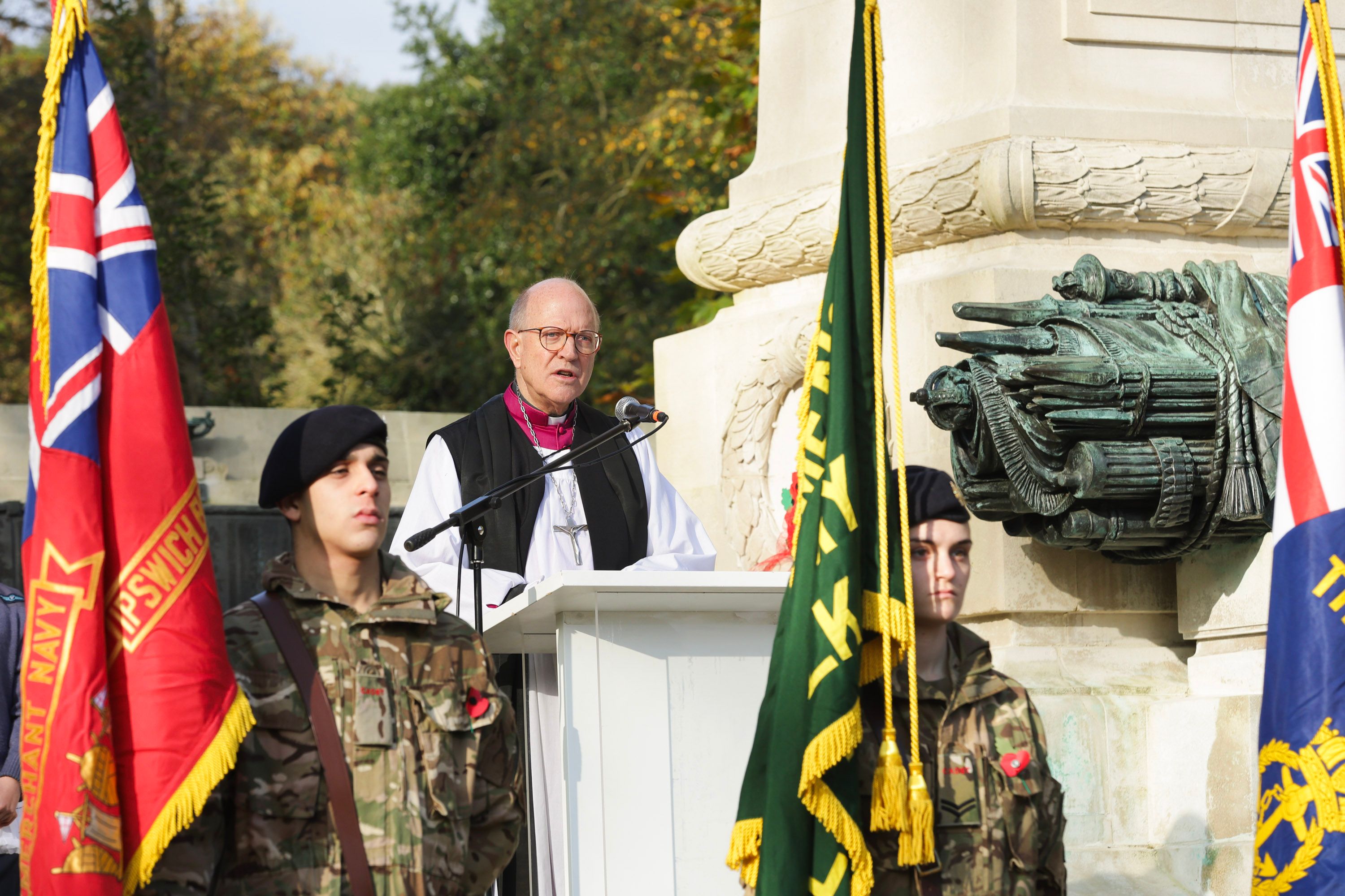 Bishop Martin stood at podium giving a speech