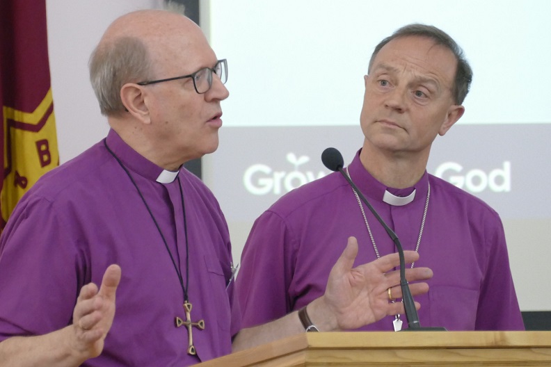 Bishop Martin and Bishop Mike talking